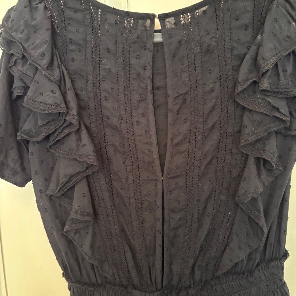 LoveShackFancy Black Eyelet Ruffle Mini Dress - Picture 5 of 14